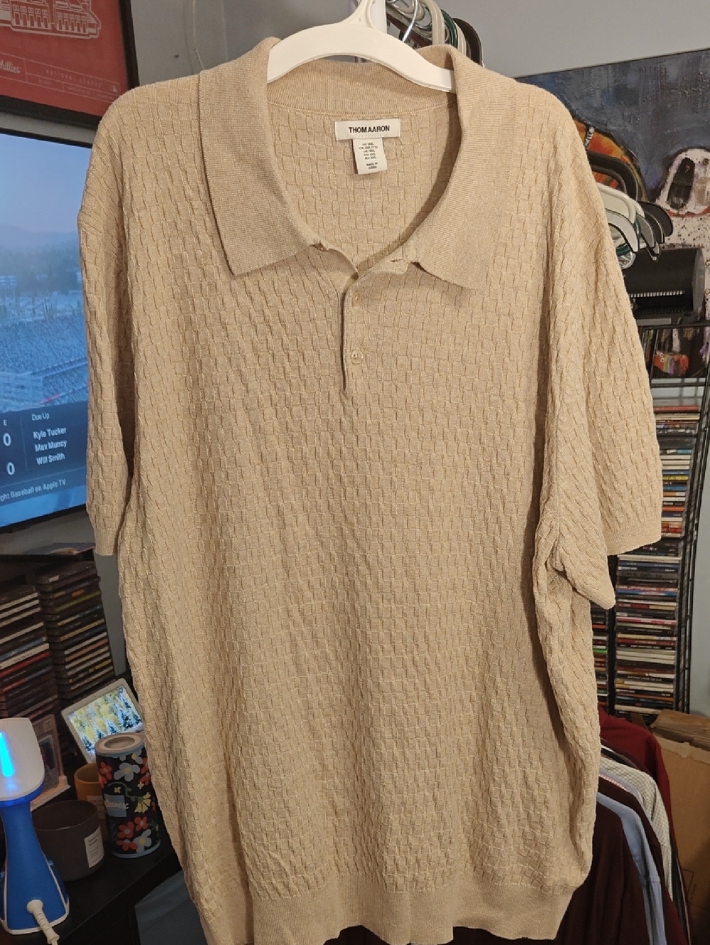 Thompson Sand Textured Short-Sleeve Polo